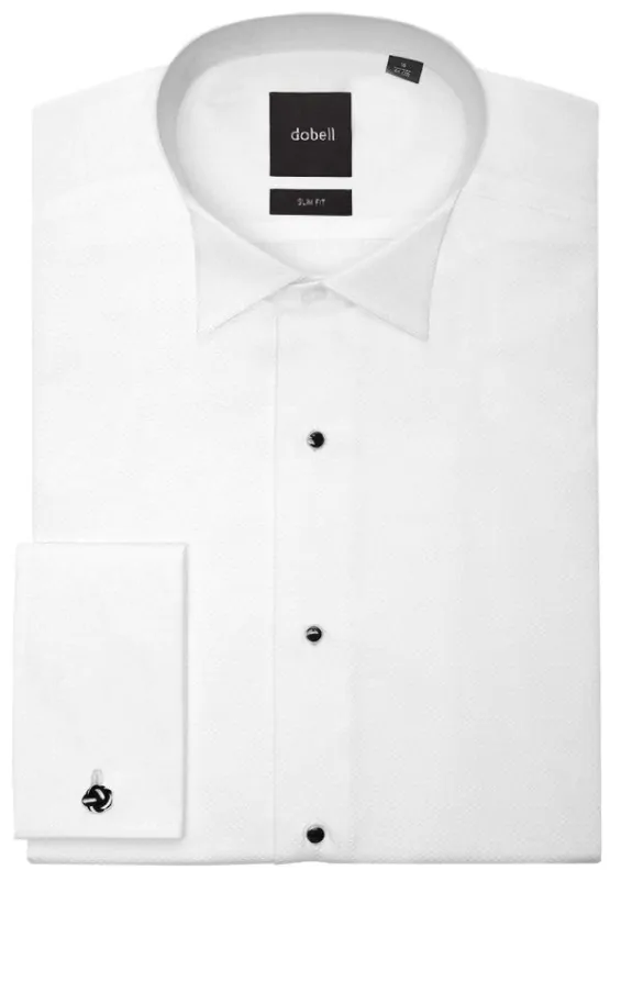 Wing Collar Marcella Front Slim Fit White Dress Shirt by Dobell