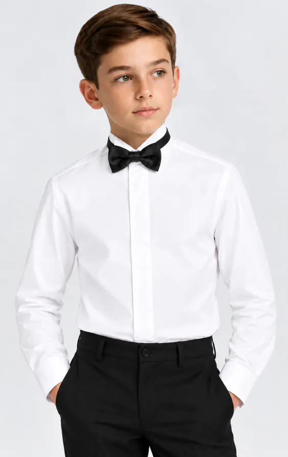 Boys Wing Collar Plain Fly Front Dress Shirt Boys Wing Collar Plain Fly Front Dress Shirt