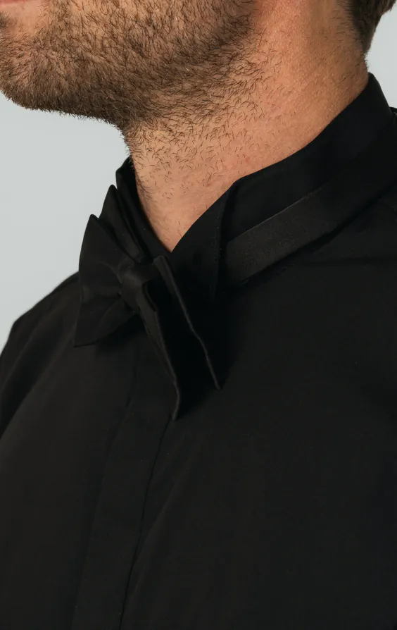 Wing Collar Plain Front Black Dress Shirt - photo 2 Wing Collar Plain Front Black Dress Shirt - photo 2