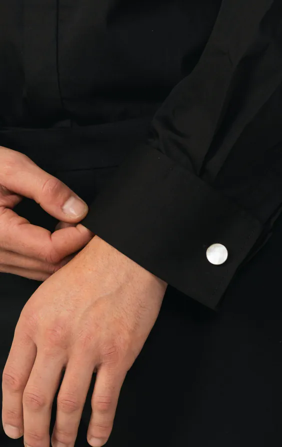 Wing Collar Plain Front Black Dress Shirt - photo 3 Wing Collar Plain Front Black Dress Shirt - photo 3