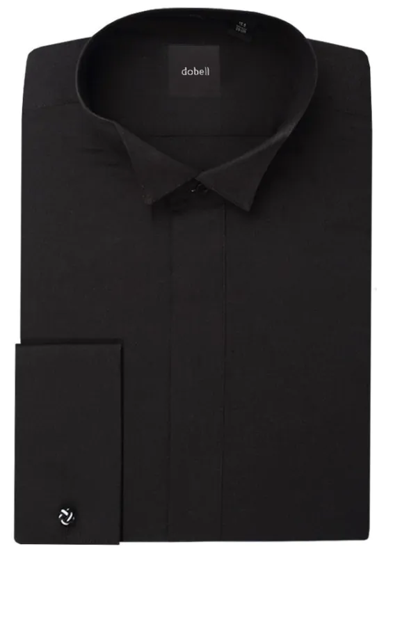 Wing Collar Plain Front Black Dress Shirt - photo 1 Wing Collar Plain Front Black Dress Shirt - photo 1
