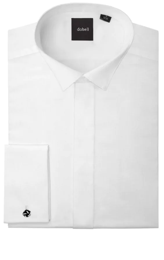 Wing Collar Plain Front White Dress Shirt by Dobell