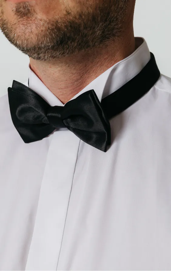 Wing Collar Plain Front White Dress Shirt - photo 2