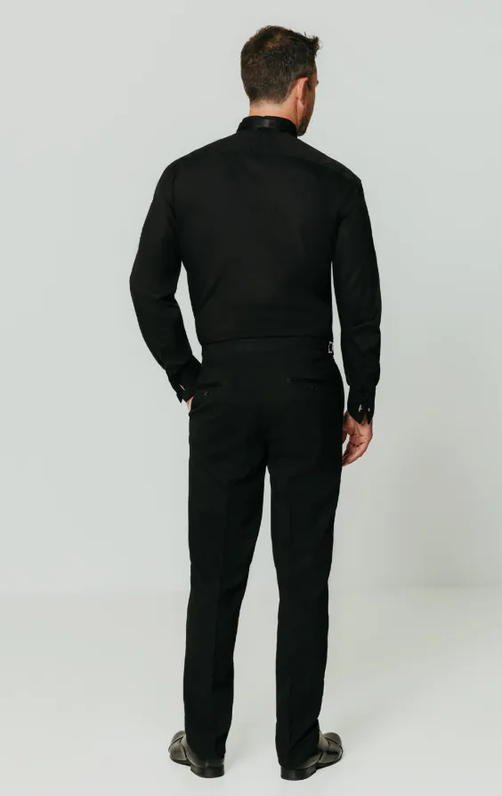 Wing Collar Pleated Front Black Dress Shirt - photo 4
