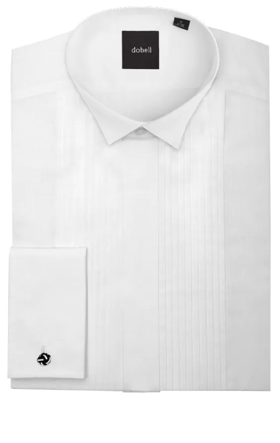 Wing Collar Pleated Front White Dress Shirt - photo 1