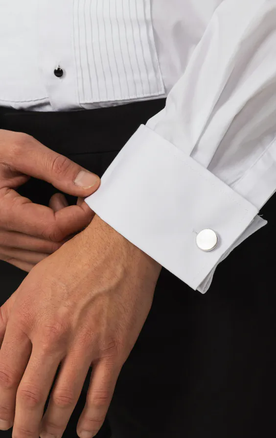 100% Cotton Wing Collar Stud Button Pleated Front Dress Shirt - photo 3 100% Cotton Wing Collar Stud Button Pleated Front Dress Shirt - photo 3