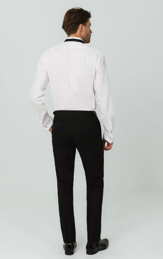 100% Cotton Wing Collar Pleated Front Slim Fit Dress Shirt - photo 4