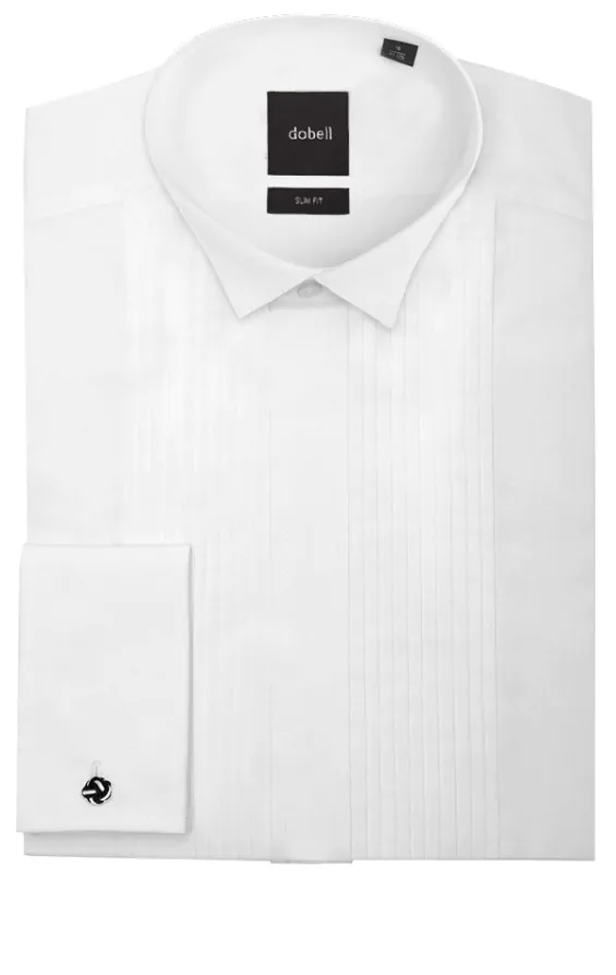 100% Cotton Wing Collar Pleated Front Slim Fit Dress Shirt - photo 1