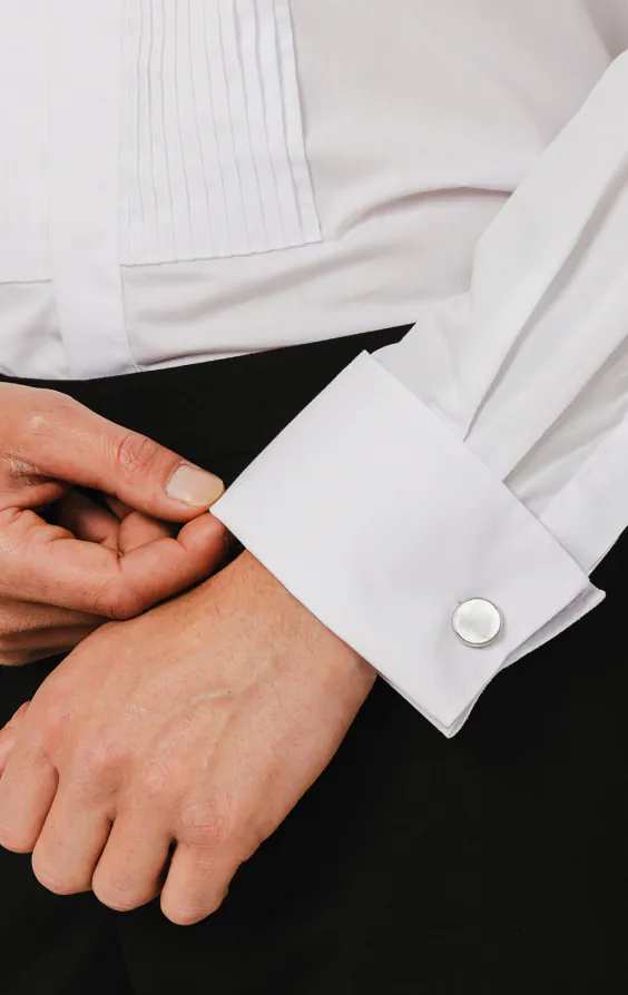 White Slim Fit Pleated Front Dress Shirt with Wing Collar - photo 4