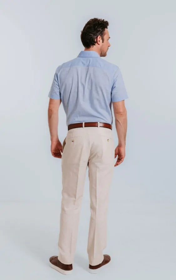 Light Blue Linen Short Sleeve Shirt Dobell