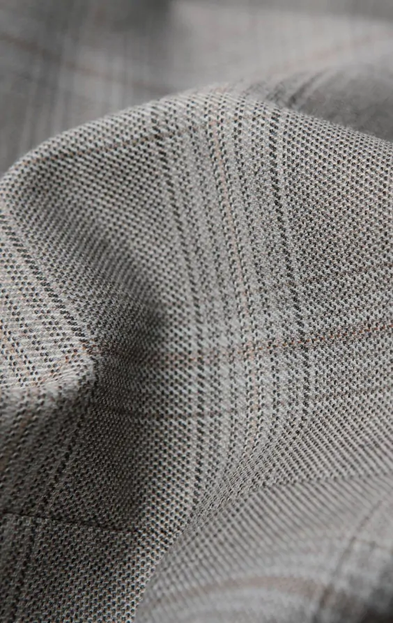 Taupe Check Suit Jacket with Peak Lapel thumbnail 7