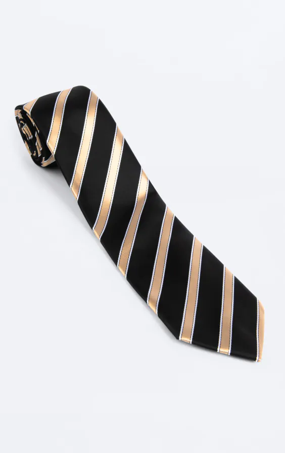 Black with Gold Stripe Tie - photo 2