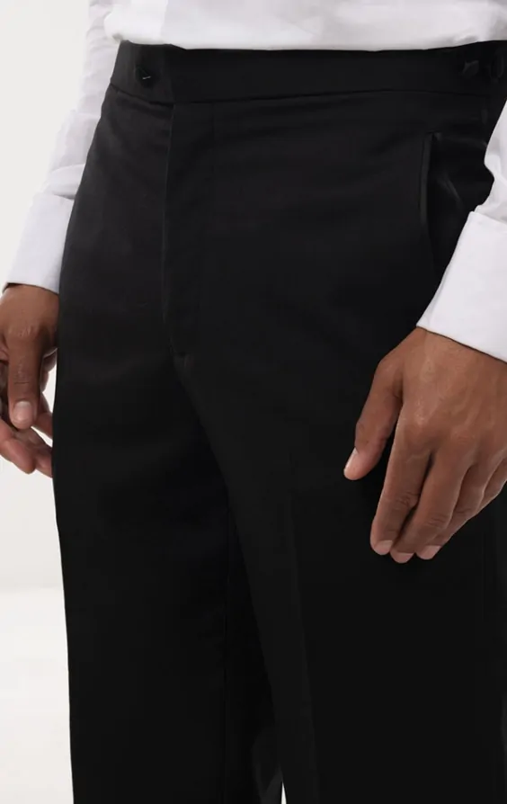 Black Trousers Satin Side Stripe by Dobell Dobell