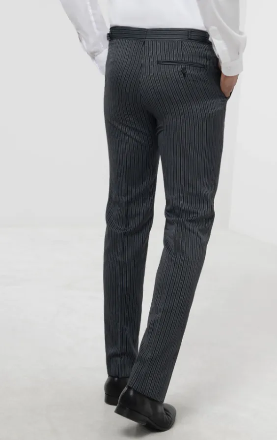 Black & Grey Striped Slim Fit Morning Suit Trousers - photo 2