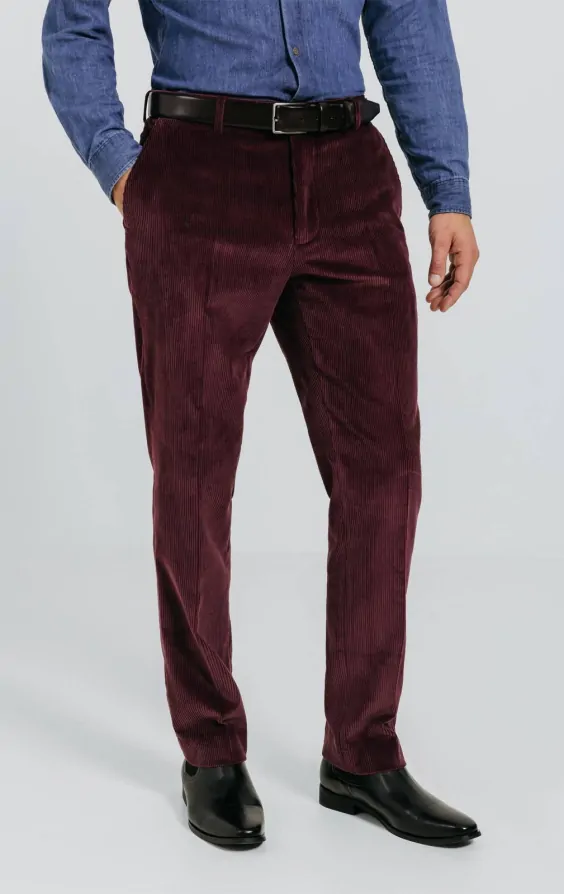 Cord Trousers Mens Purple Trousers Uk Burgundy Corduroy
