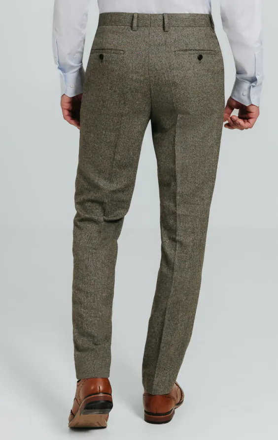 Sage Green Herringbone Tweed Trousers - photo 2