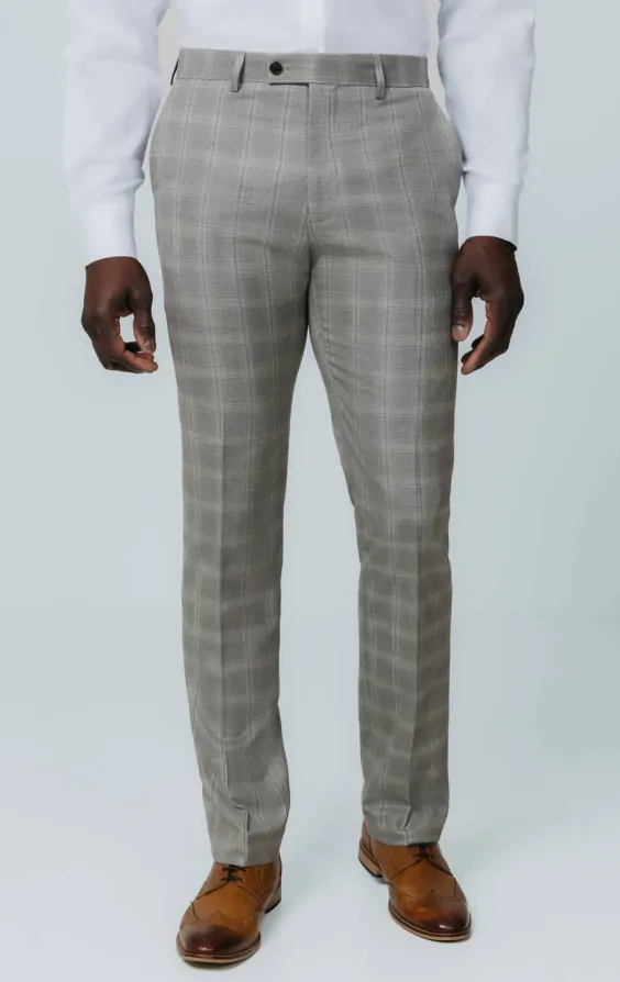 Taupe Check Suit with Peak Lapel thumbnail 7