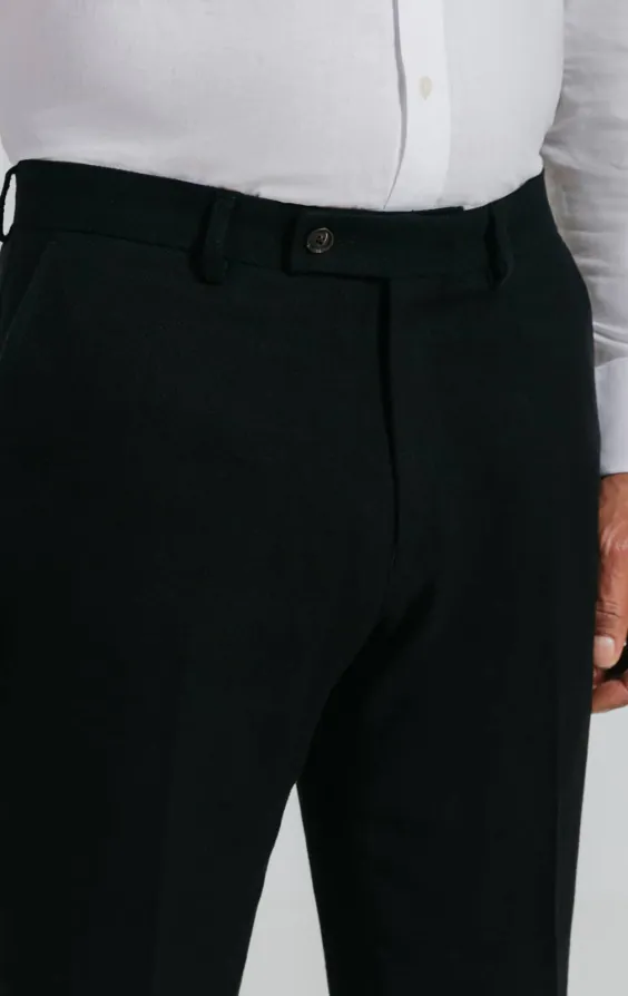 Black Linen Twill Suit Trousers - photo 1