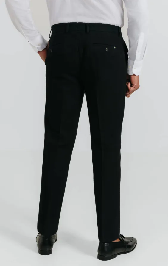 Black Linen Twill Suit Trousers - photo 2