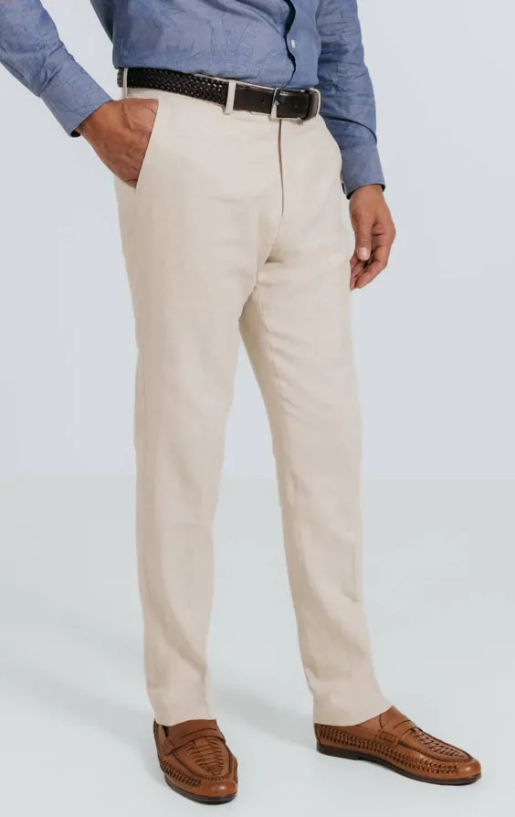 Oatmeal Linen Herringbone 3 Piece Suit thumbnail 7