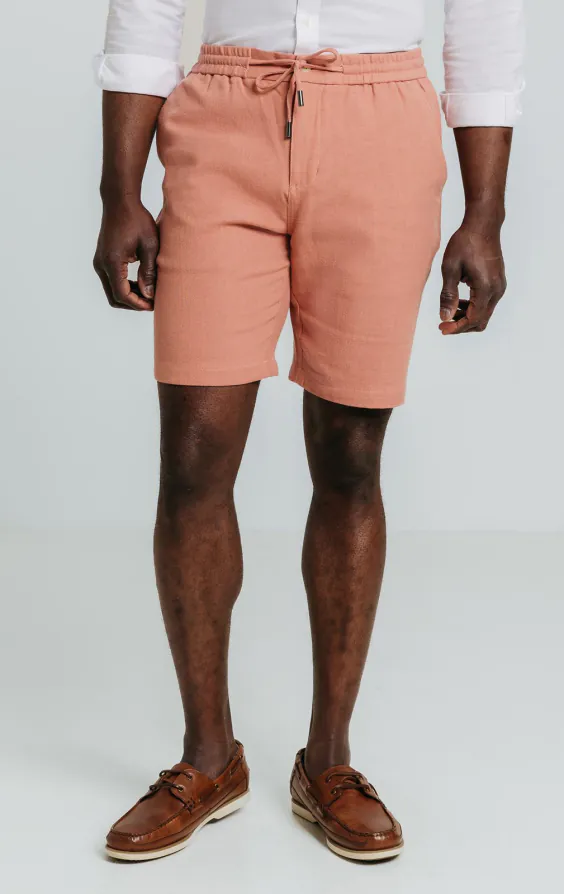 Coral Linen Twill Shorts - photo 1