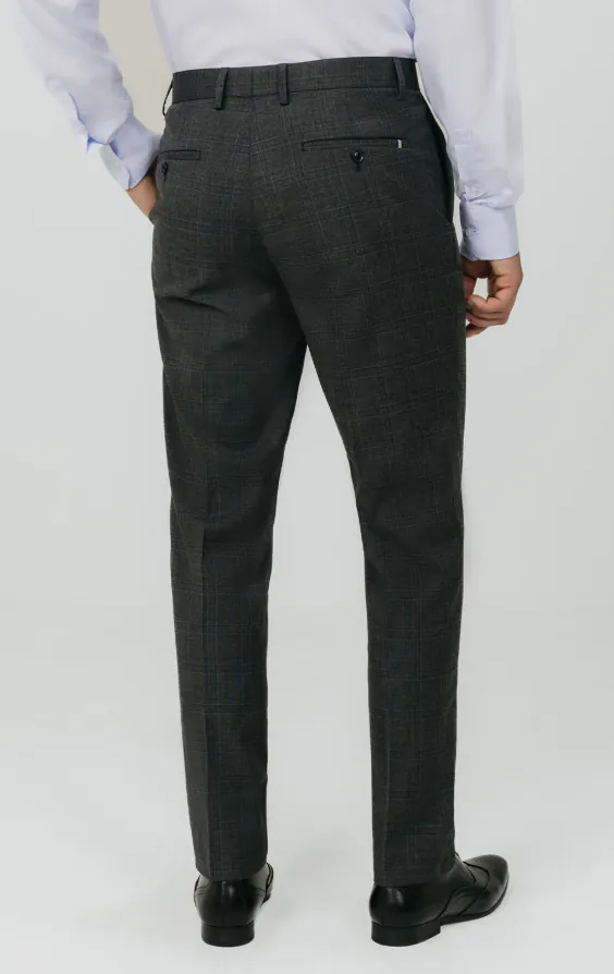 Charcoal Windowpane Check Suit Trousers - photo 2
