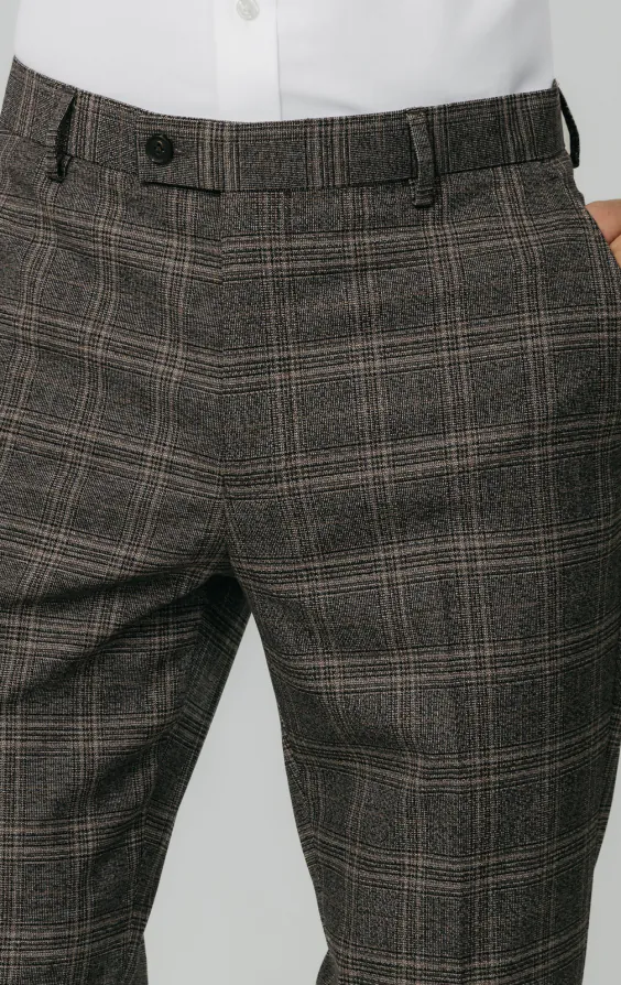 Brown Check Suit Trousers - photo 1