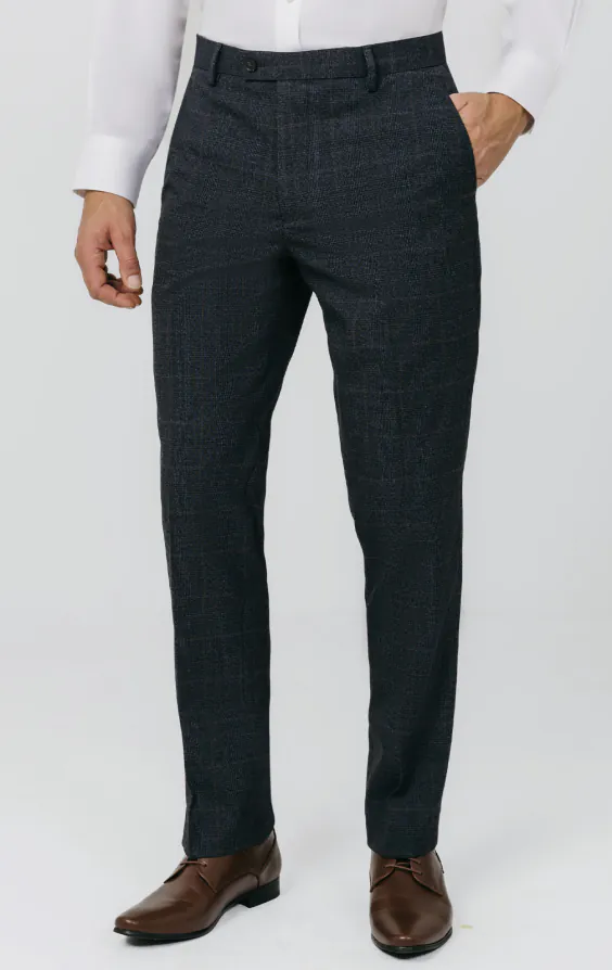 Navy with Rust Check 3 Piece Suit thumbnail 7