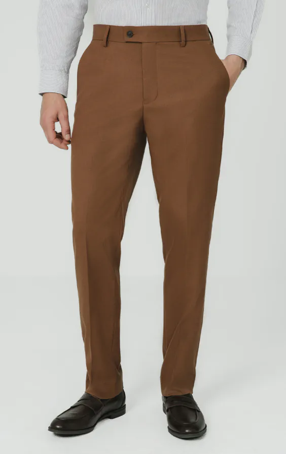 Mid Brown Twill Suit Trousers