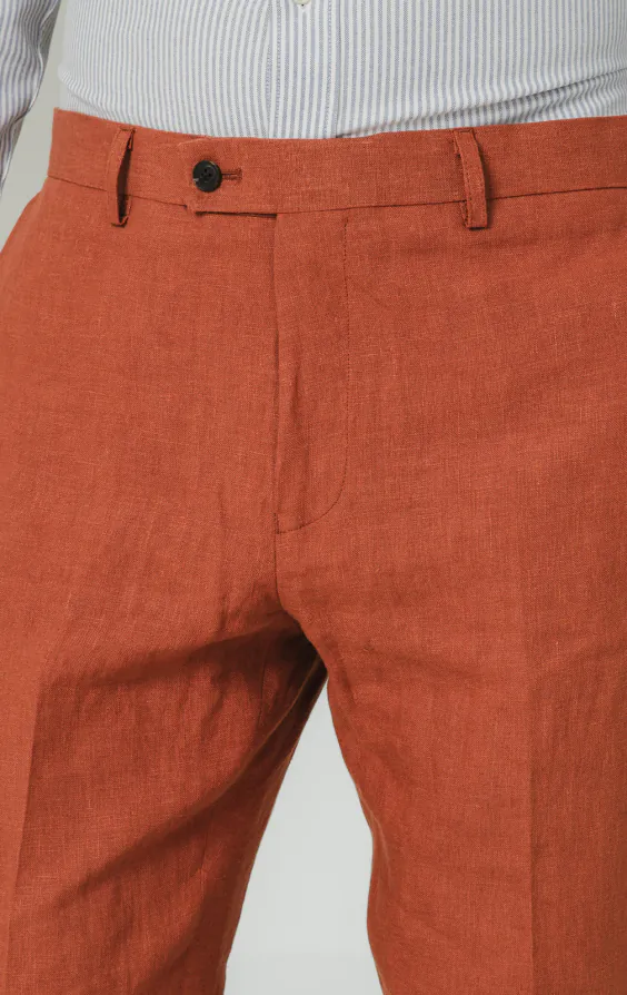 Burnt Orange Pure Linen Suit Trousers - photo 1 Burnt Orange Pure Linen Suit Trousers - photo 1