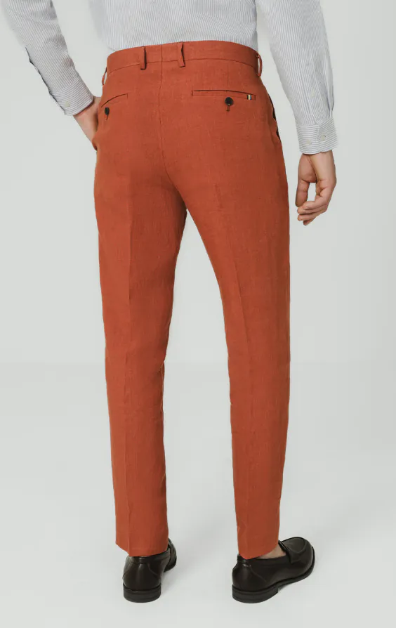 Burnt Orange Pure Linen Suit Trousers - photo 2 Burnt Orange Pure Linen Suit Trousers - photo 2