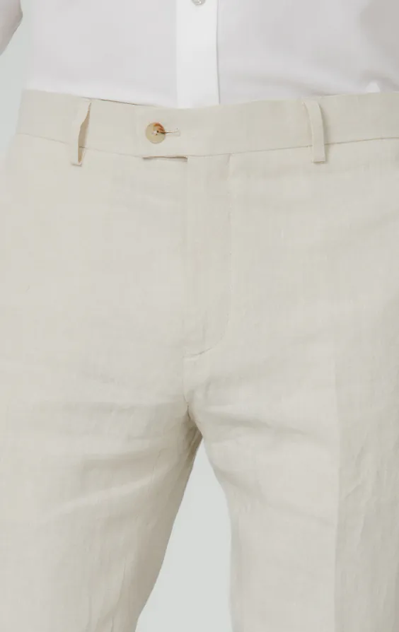 Cream Pure Linen Suit Trousers - photo 1 Cream Pure Linen Suit Trousers - photo 1