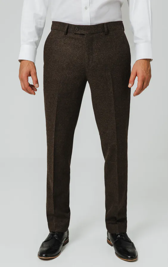 Dark Brown Donegal Tweed Suit Trousers Dark Brown Donegal Tweed Suit Trousers