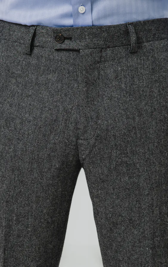 Grey Herringbone Tweed Suit Trousers - photo 1 Grey Herringbone Tweed Suit Trousers - photo 1