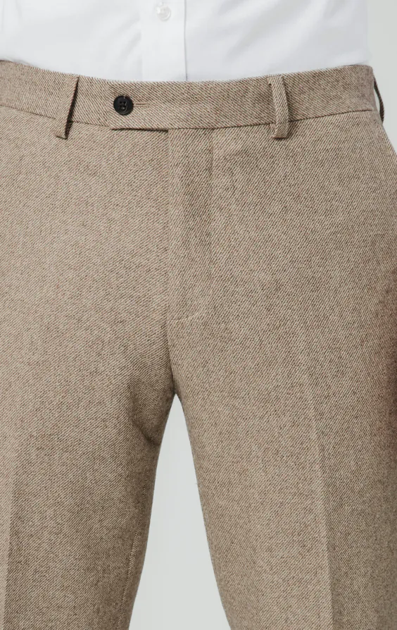 Camel Twill Tweed Suit Trousers - photo 1