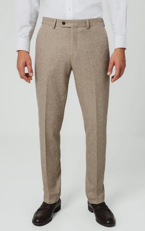 Camel Twill Tweed Suit Trousers