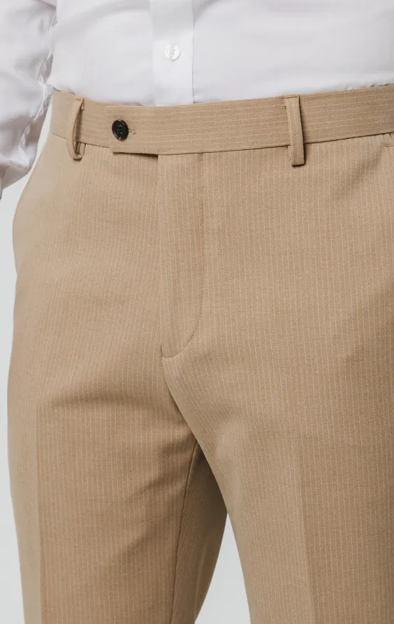 Camel Pinstripe Suit Trousers - photo 1