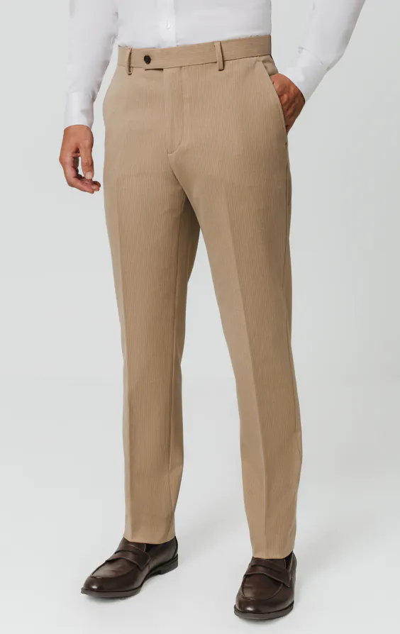 Camel Pinstripe Suit Trousers
