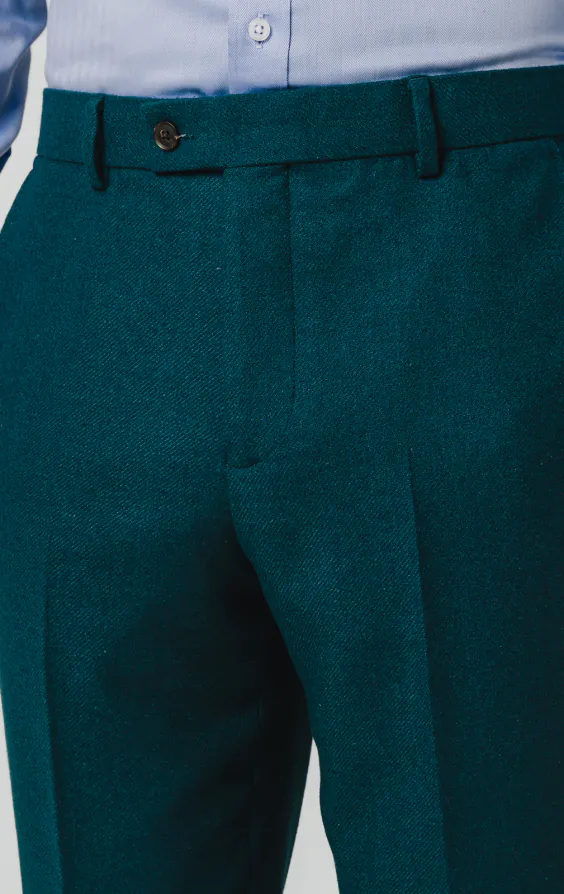 Teal Wool Flannel Suit Trousers - photo 1 Teal Wool Flannel Suit Trousers - photo 1