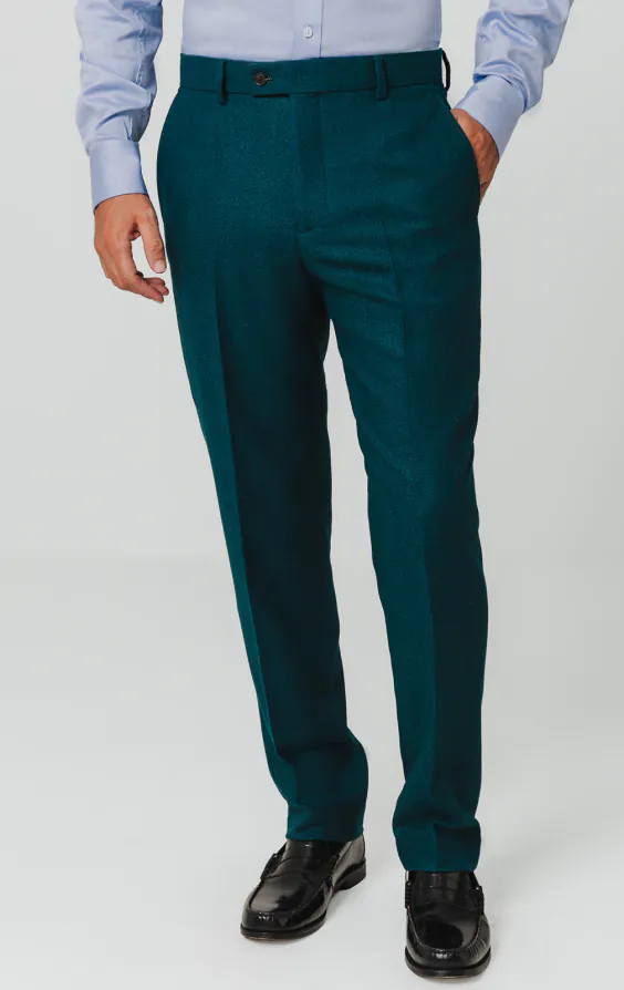 Teal Wool Flannel Suit Trousers Teal Wool Flannel Suit Trousers