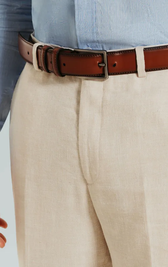 Cream Linen Suit Trousers - photo 1