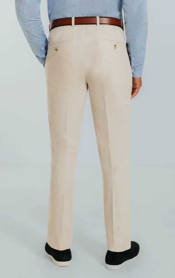 Cream Linen Suit Trousers - photo 2