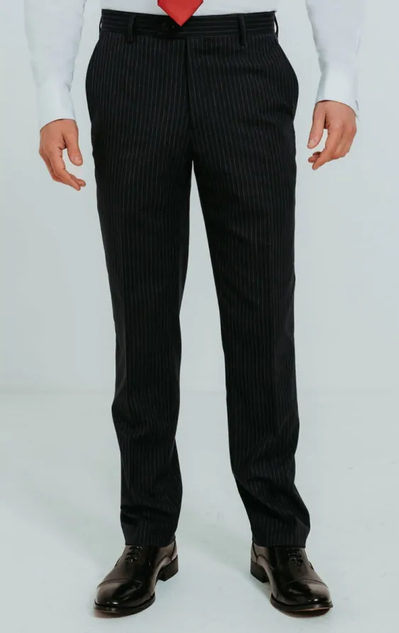 Navy Chalk Stripe Suit Trousers | Dobell
