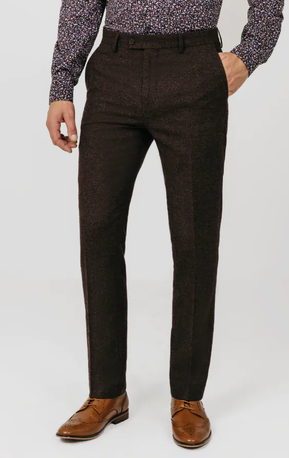 Dobell Burgundy Donegal Tweed Suit Dobell