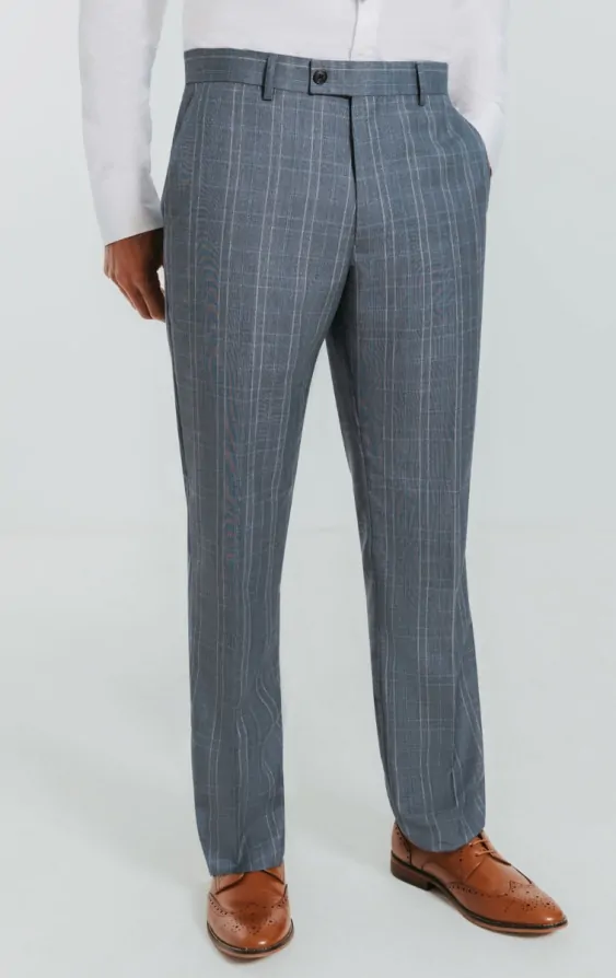 Light Blue Check Suit with Peak Lapel thumbnail 8