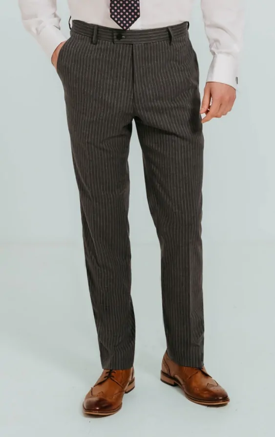 Charcoal Chalk Stripe Suit Trousers | Dobell