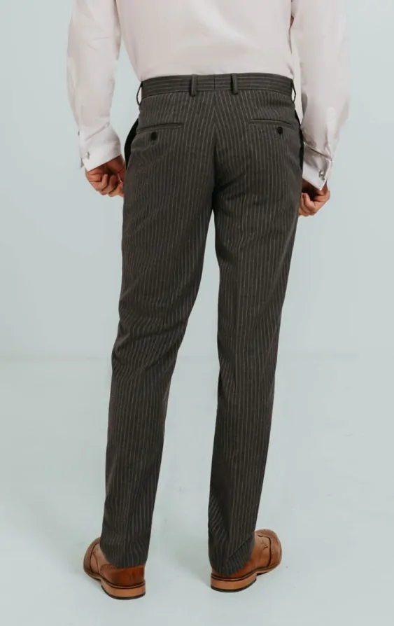 Charcoal Chalk Stripe Suit Trousers | Dobell