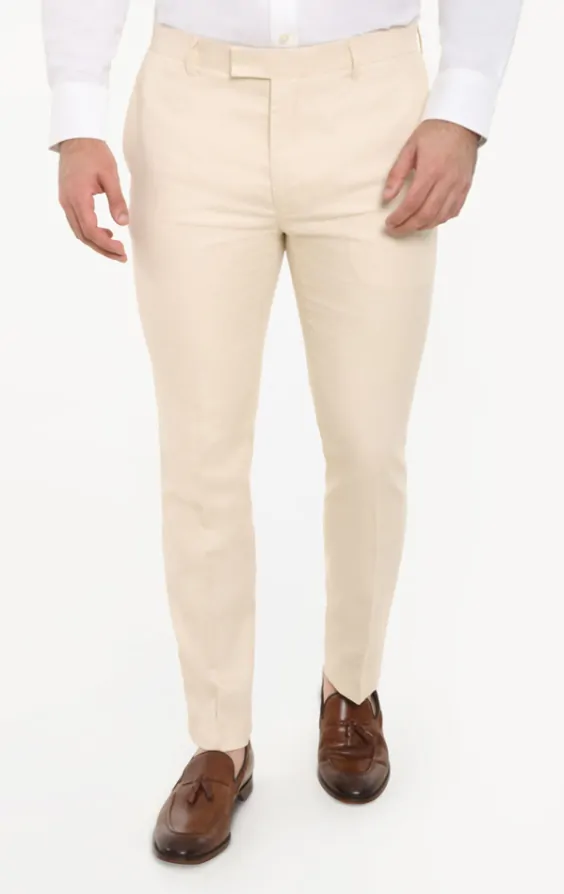 Linen slim fit trousers store