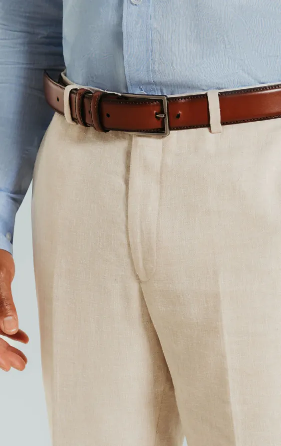 Cream Linen Slim Fit Suit Trousers - photo 1 Cream Linen Slim Fit Suit Trousers - photo 1