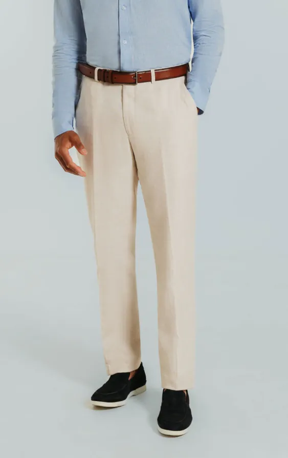 Cream Linen Slim Fit Suit Trousers Cream Linen Slim Fit Suit Trousers
